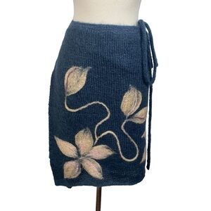 Handmade Wrap Skirt Navy And Floral
